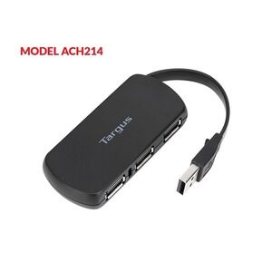 Targus ACH214 4 Port USB Hub 2.0 Fast Transfer Compact Black Plug Play